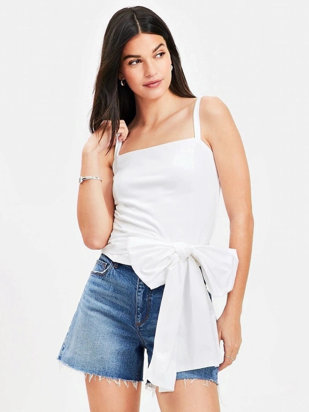 LOFT Bow Front Camisole in White Small Like New